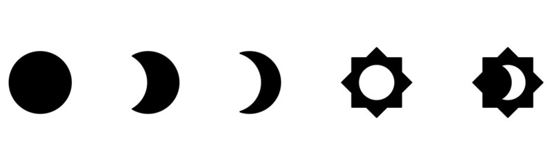 Sun and Moon Flat Icons. Stock Vector