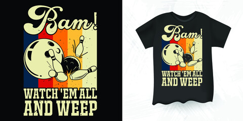 Funny Strike Bowling Gift Bowler Bowling Retro Vintage T-shirt Design 