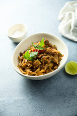 Wok noodles with chili and soy meat