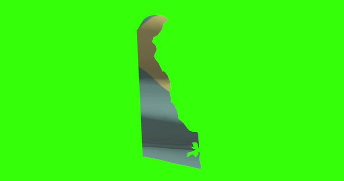 Delaware state map outline with flag animation on green screen