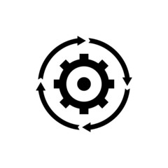 Workflow, gear with arrows vector icon