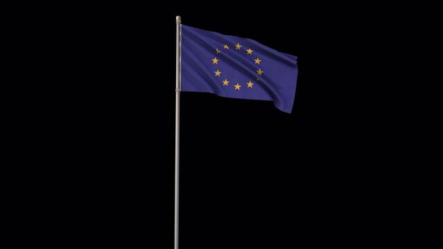 European Union flag, 4k video background is transparent