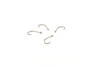 Four drop shot fishing hooks size 2 made from high carbon steel isolated on white background