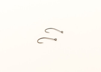 Two drop shot fishing hooks size 2 made from high carbon steel isolated on white background