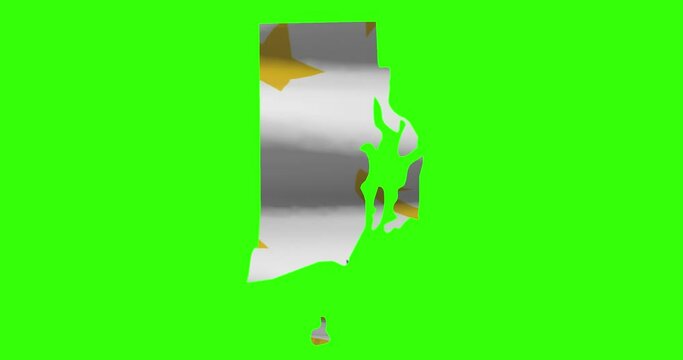 Rhode Island state map outline with flag animation on green screen