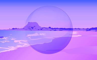 Landscape in purple shades. Background for presentations or virtual reality concepts. - 506412822