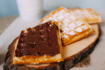 waffles with whipped cream chocolate