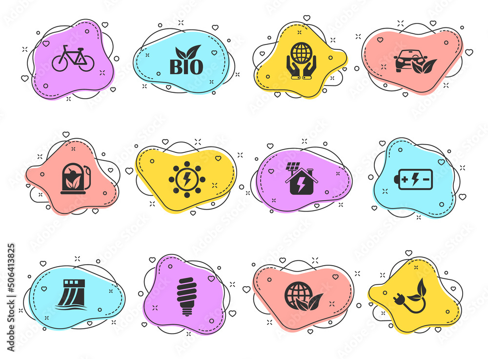 Aufkleber alternative energy glyph vector icons on color bubble shapes isolated on white background. alternati