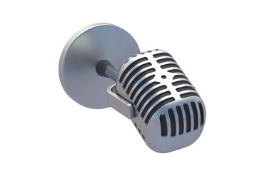 Fototapeta na wymiar Old style metallic microphone isolated on white background. 3d render