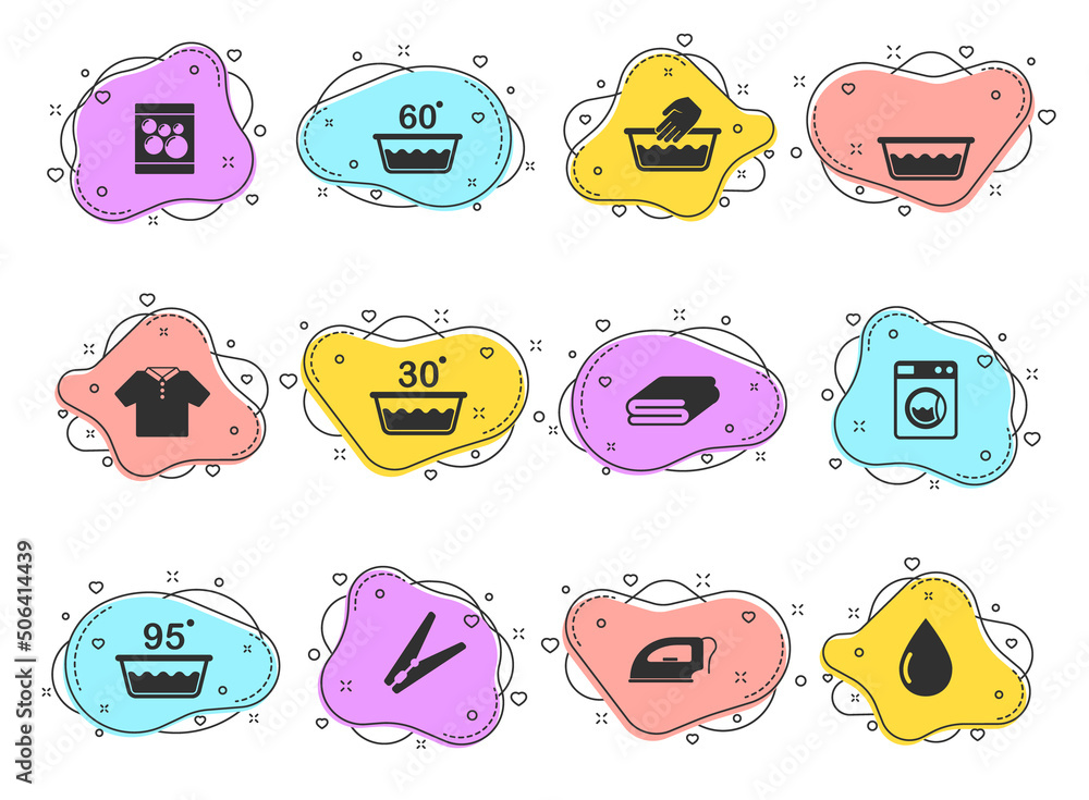 Aufkleber laundry glyph vector icons on color bubble shapes isolated on white background. laundry icon set for