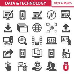 Data, Technology Icons. Electronics Icon Set