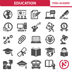 Education Icons. School, University Icon Set