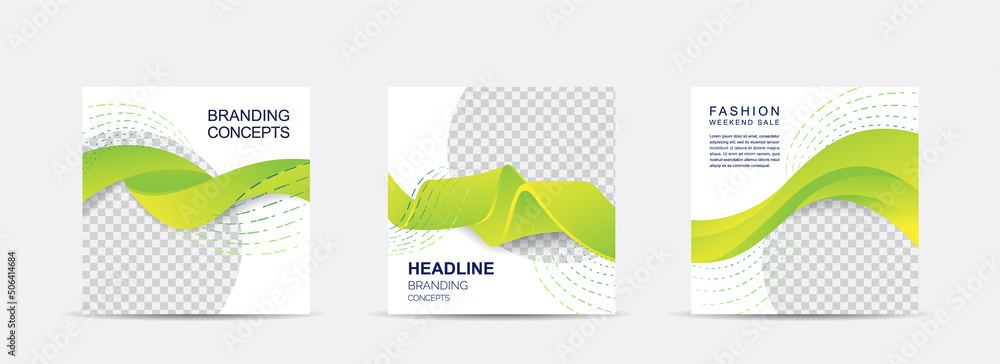 Wall mural set square banner template for social media post and web internet ads.vector illustrations.