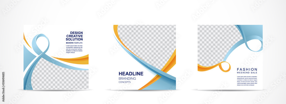 Poster set square banner template for social media post and web internet ads.vector illustrations.