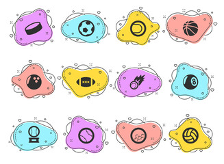 sport balls glyph vector icons on color bubble shapes isolated on white background. sport balls icon set for web design, mobile apps and ui design