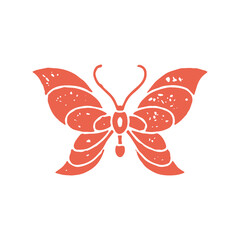 Beautiful ornate creative butterfly with mustache antenna summer spring symbol grunge texture