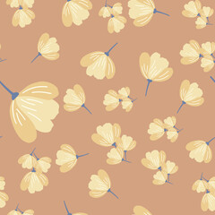 Poppy Flowers seamless pattern. Scandinavian style background. Vector illustration for fabric design, gift paper, baby clothes, textiles, cards