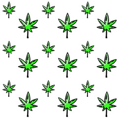 Cannabis leaf sketch vector seamless pattern illustration. Cbd edibles, beauty cream hemp oil hand drawn background. Green weed media banner