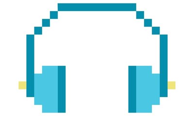 Fototapeta premium Pixel blue headphone icon vector