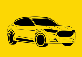 Sports car logo. Supercar, Race car vector isolated on plain background.