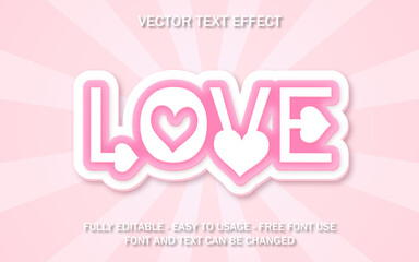 love pink 3d editable text effect font effect pink love vector illustration template poster banner