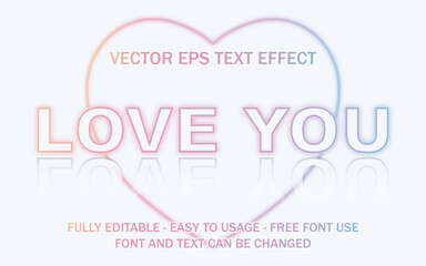 love you shadow editable text effect love your self color glow and reflection