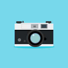 vintage analogue camera flat design vector illustration. analog camera design