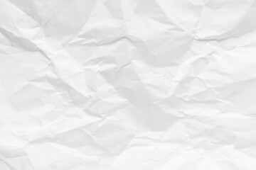 White crumpled paper texture background, clean white wrinkled paper, top view.