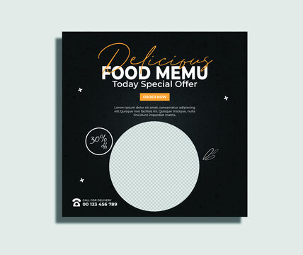 Food menu and restaurant social media banner template 