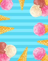 Ice cream cone. Creative vector illustration for poster, banner, card, menu