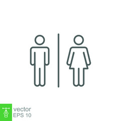 Fototapeta na wymiar Toilet restroom sign icon. Public navigation symbol. Simple outline style. Vector illustration isolated on white background. EPS 10