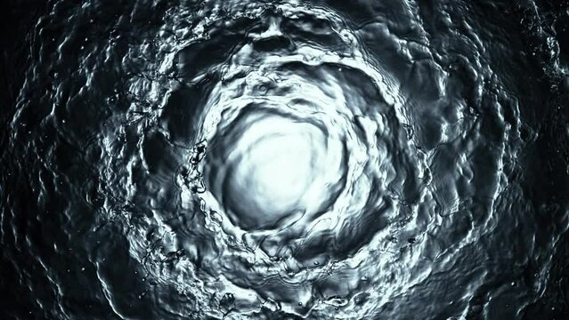 Super slow motion of splashing water twister creating tunnel shape. Filmed on high-speed cinema camera,  1000fps.