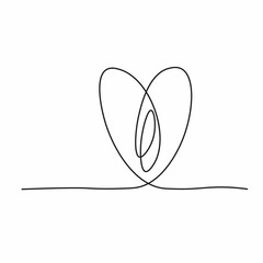 One line heart. Single line illustration. Simple heart art