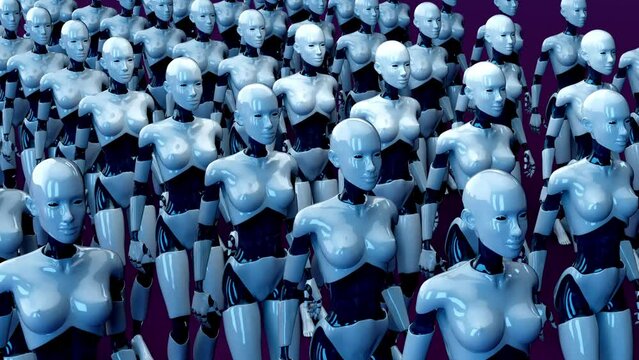 4K concept animation of women robots