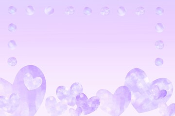 Fototapeta na wymiar 紫色の可愛いハートのフレーム パープル ホワイトデー 枠