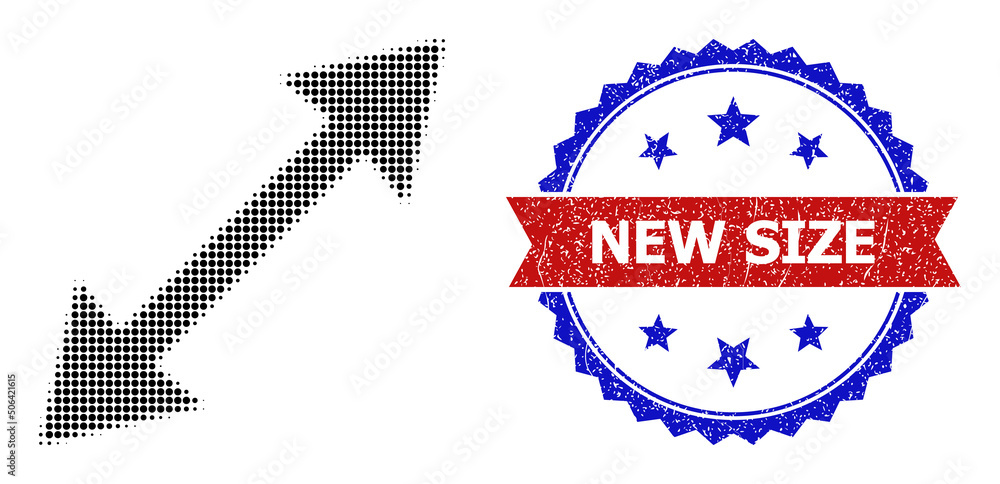 Poster halftone size icon, and bicolor unclean new size seal stamp. halftone size icon is generated with sm