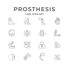 Set line icons of prosthesis