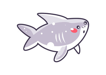 Shark in kawaii style. Limited color vector design.