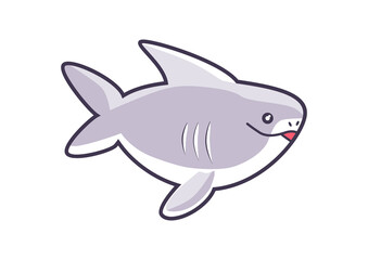 Shark in kawaii style. Limited color vector design.
