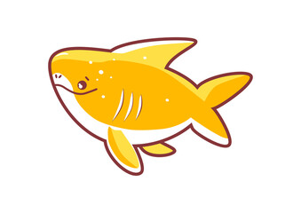 Shark in kawaii style. Limited color vector design.