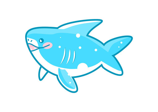 Shark in kawaii style. Limited color vector design.