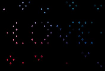 Fototapeta na wymiar Dark blue, red vector cover with symbols of gamble.