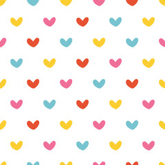 Seamless childish hand drawn cute hearts pattern