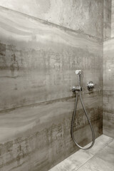 Bathroom device - steel flexible bidet hose in gray tones