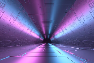 Naklejka premium 3d rendering sci-fi tunnel and hallway