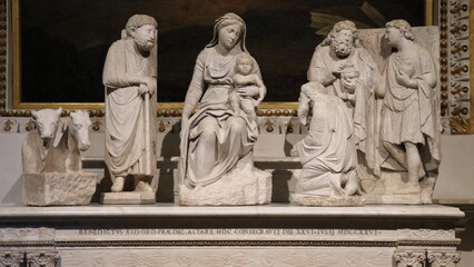 Sculpted Nativity Scene at the Santa Maria Maggiore Basilica in Rome, Italy
