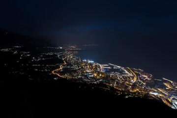 Monte Carlo Monaco, panorama of the city skyline at night