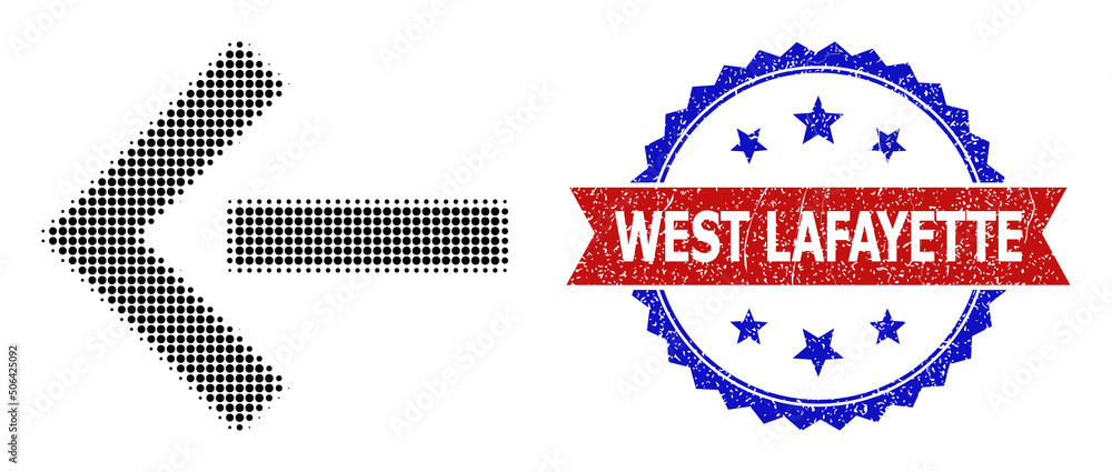 Poster halftone move left icon, and bicolor grunge west lafayette seal. halftone move left icon is generate