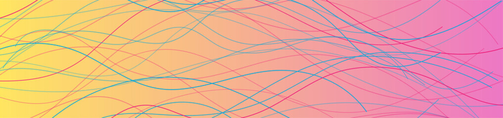 Colorful pastel wavy lines abstract minimal background. Vector banner design
