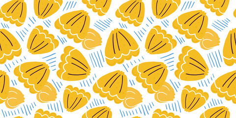 Sea seamless pattern with blue shells. Summer background. Textile texture. Beach seamless pattern.